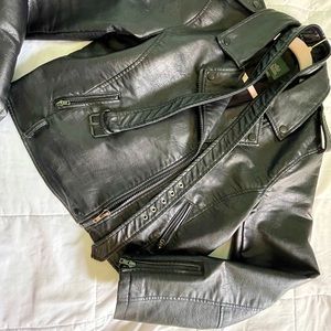 Wild fable black faux leather bomber jacket